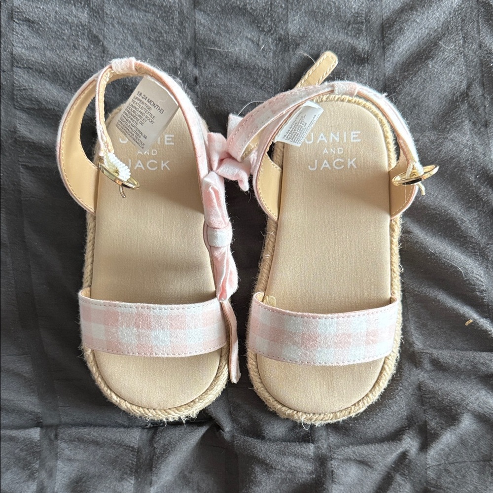 Janie and Jack Plaid Pink Kids Sandals